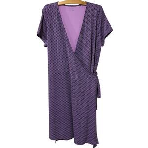 Eddie Bauer | Wrap Dress Midi Length Short Sleeve V Neck Purple- Size 2XL